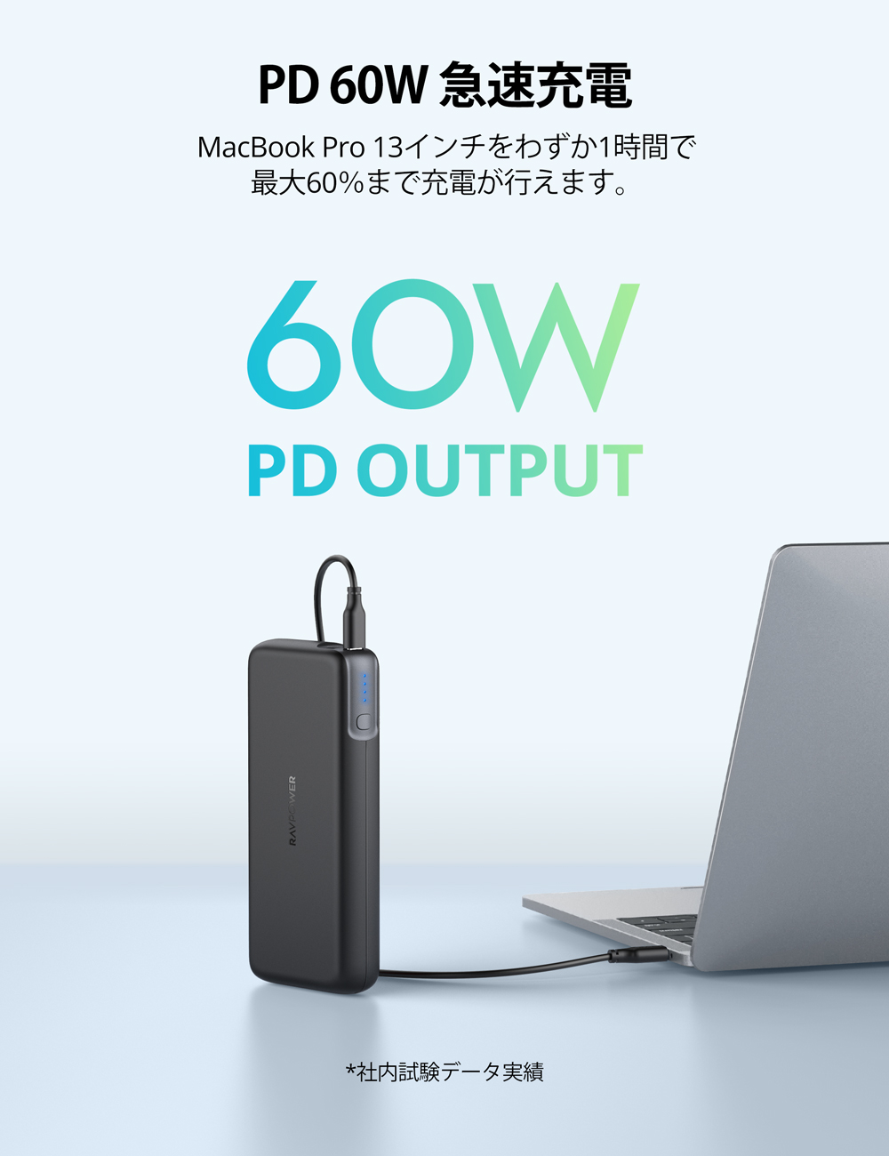 RAVPOWER RP-PB201 ブラック／20000mAh 60W